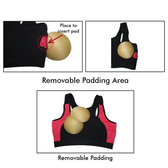 LACEVOZ Women's Cotton Rich Racer Back,Removable Padding Sports Bra. - Picture 9 of 9